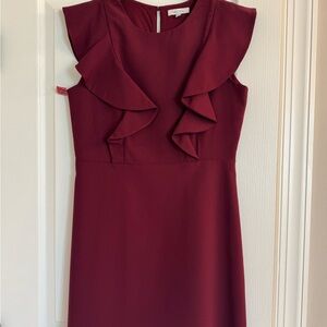 Lucy Paris Burgundy Midi Dress with Ruffles